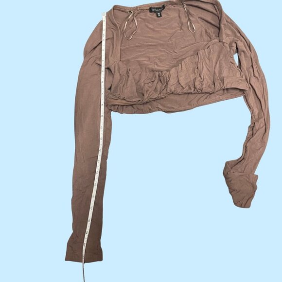 🔥 Dynamite Brown Long Sleeve Ruched Crop Top (P/S) - Picture 5 of 7